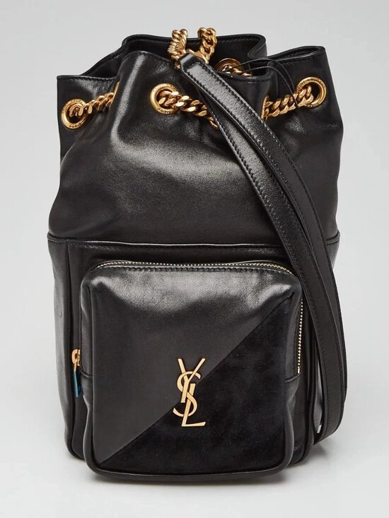 Yves Saint Laurent Black Quilted Lambskin Leather Jamie Backpack Bag